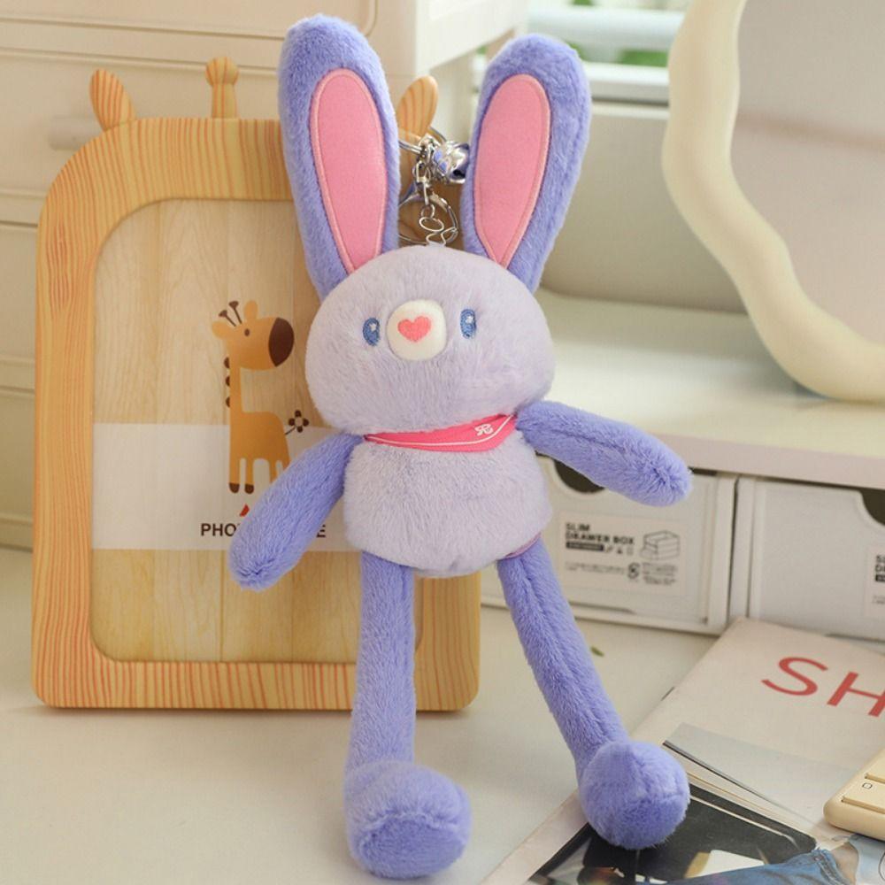 Pull Handle Rabbit Bunny Plush Keychain Pulling Ears Rabbit Plush Doll Keyring  Jewelry Accessories
