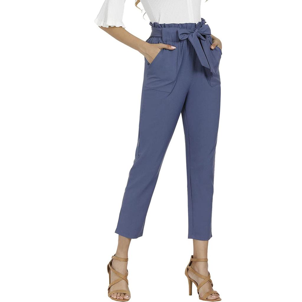 Женские однотонные брюки с карманом и эластичной резинкой на талии для отдыха