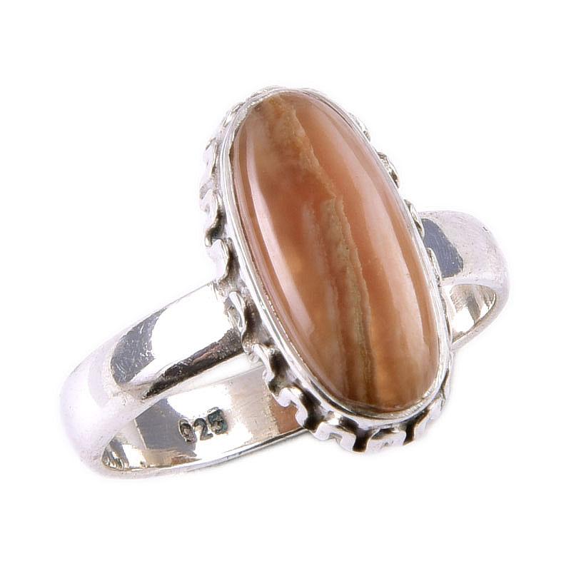 Кольцо из стерлингового серебра 925 пробы с натуральным родохрозитом S.6 V8r97