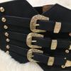 Модный женский широкий пояс Новый металлическая пряжка Эластичный пояс Кожаная заклепка Ультраширокий пояс для женщин Эластичный Толстый пояс на талию Платье