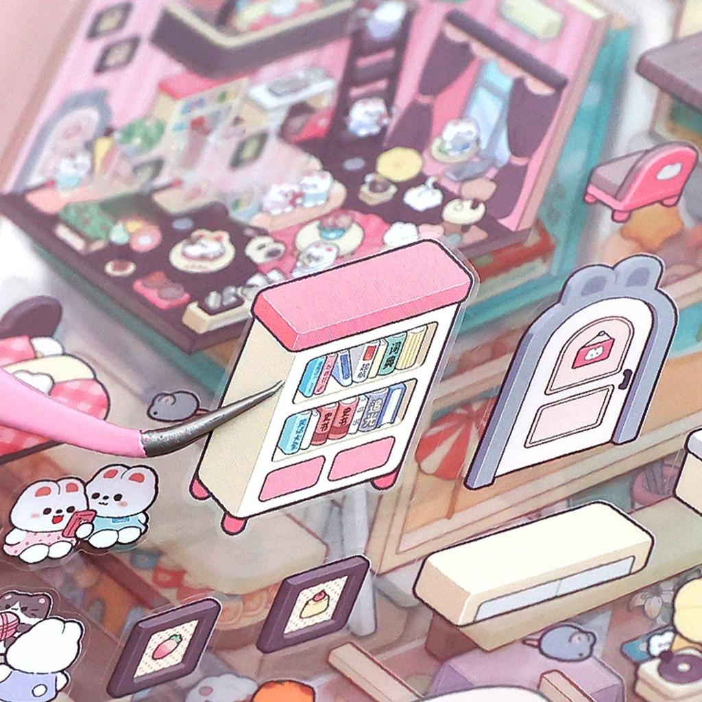 Книга-коллекция миниатюрных сцен, пейзажная сцена, маленькие наклейки, штабелирование, стереоскопическое зрение, миниатюрный домик, подарки для девочек