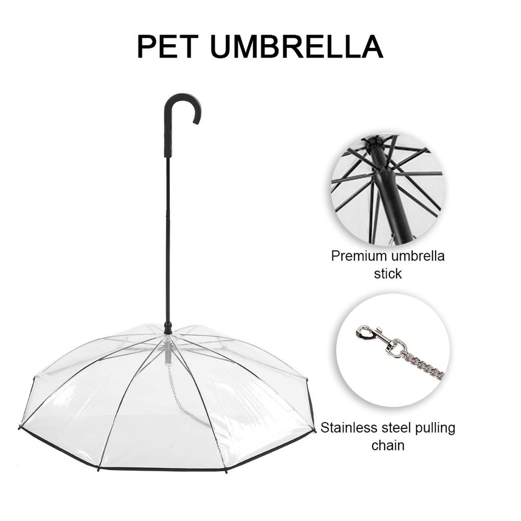Portable Pet Umbrella Assemble Type Dog Cat Umbrella with Pulling Leash Chain for Rainy