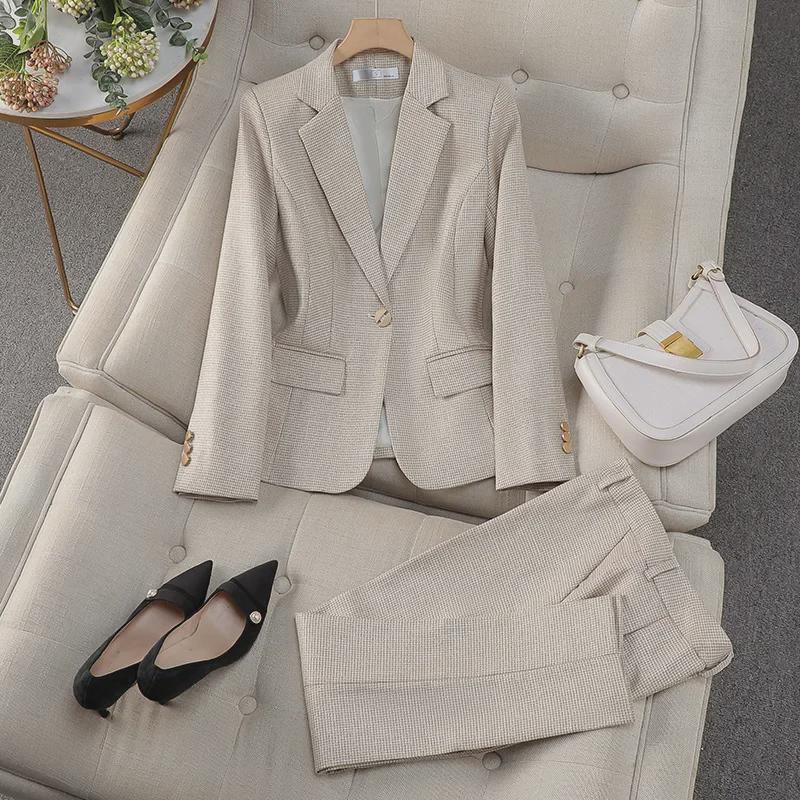 Busaron Women's Long-Sleeve Professional Suit and Trousers for Interviews and Sales Work