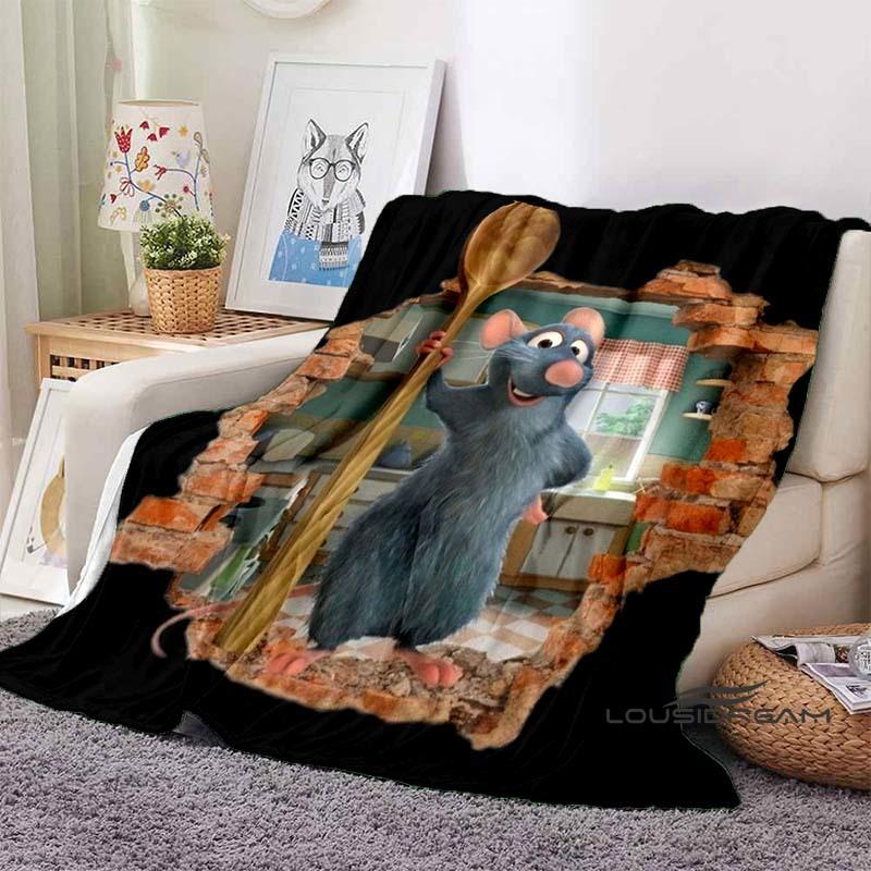 Ratatouille cartoon flannel blanket, warm and soft for spring, suitable for both men and women, beautiful living room bedspread,