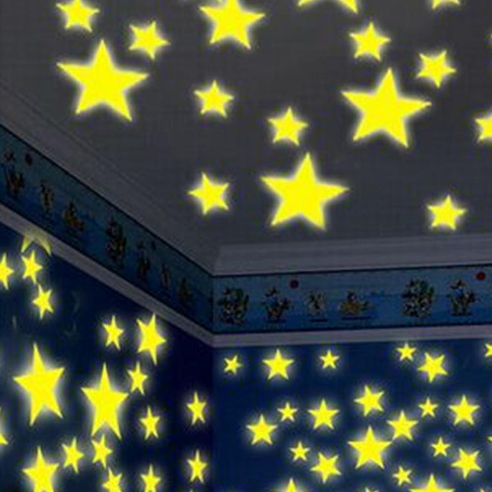 (Nikita) 100PC Kids Bedroom Fluorescent Glow In The Dark Stars Wall Stickers