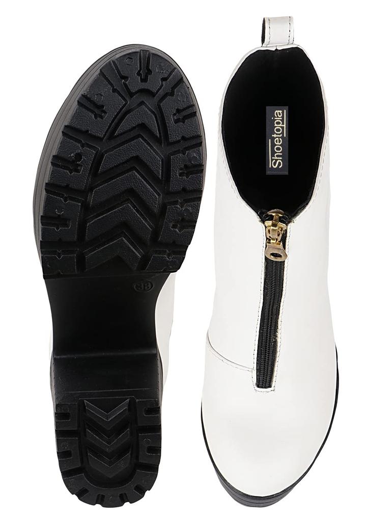 Shoetopia Женские короткие ботильоны на массивном каблуке с нескользящей подошвой, удобные модные ботильоны на щиколотку | Мягкая амортизирующая подошва | Для повседневной носки, вечеринок и зимы
