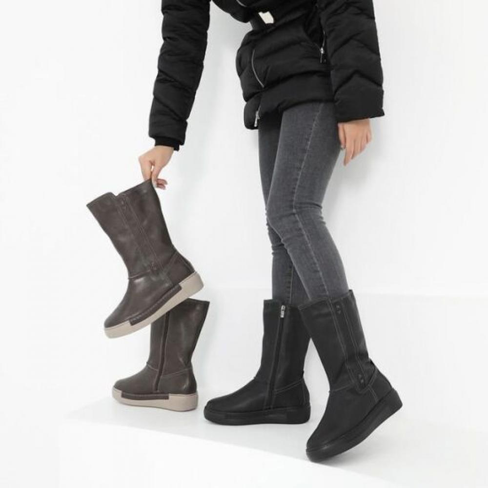 Jisyu Gisse Handmade Leather Fur Lining Mid Boots