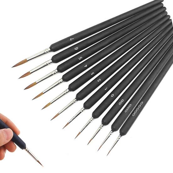 11Pcs Extreme Detail Miniature Paint Brushes Fine Art Premium Synthetic Nylon Bristles Small Gap Precision Brushes