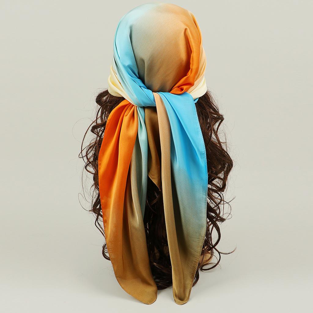 Fashion Silk Satin Hijab Scarf For Wome Gradual Colors Kerchief Hair Scarfs Female 90cm*90cm Square Shawl Wraps Neck Scarfs