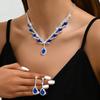 Jewelry, Luxury Sparkling Diamond Super Beauty Necklace Earrings Jewelry Two-Piece Set