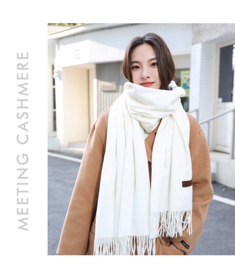 2025 Korean Style Dual-Use Winter Scarf Shawl for Women - Thick Warm Imitation Cashmere, Versatile Neck Warmer for Students.