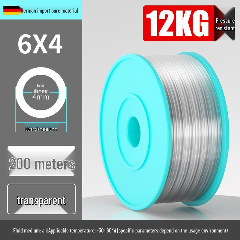 High-Pressure PU 8mm Pneumatic Air Compressor Hose, Transparent, Available in 10/6.5mm and 4/6/12/14/16mm Sizes