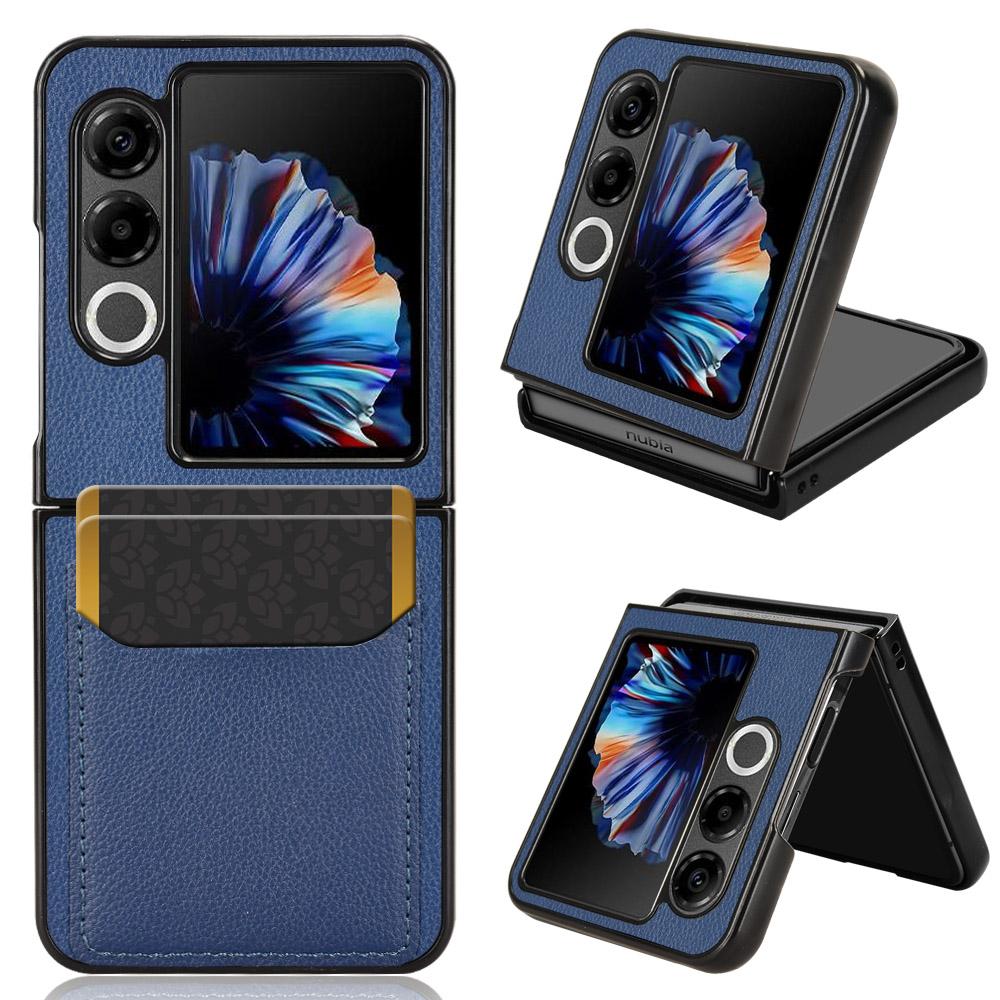 Для ZTE nubia Flip2 5G A404ZT Чехол Держатель для карт Кожа с текстурой личи + ПК Чехол для складного телефона
