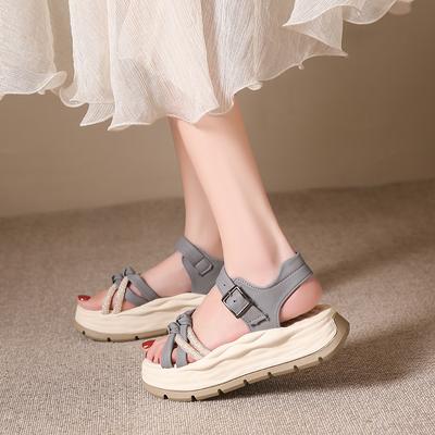 Повседневные свадебные босоножки на танкетке с высоким каблуком