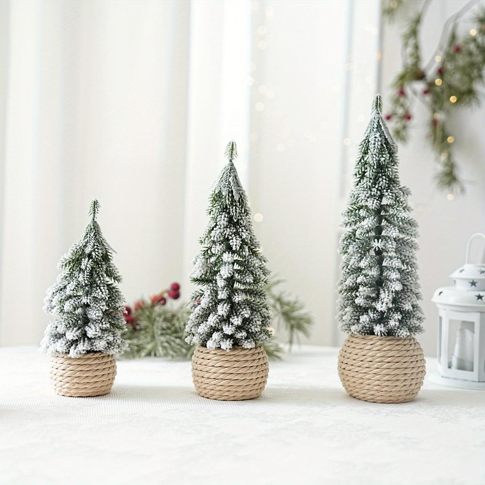 Mini Christmas Tree Artificial Small Snow Pine Xmas Tree Decorations New Year Party Ornaments Gifts Home Table Decor