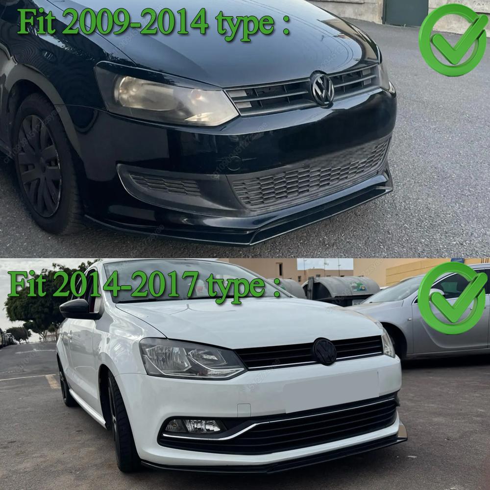 2 шт. Накладка на передний бампер Диффузор для VW Polo MK5 6R 6C TDI TSI 2009-2017 Сплиттер Губа Подбородок Рестайлинг Комплекты защиты кузова Тюнинг Аксессуар