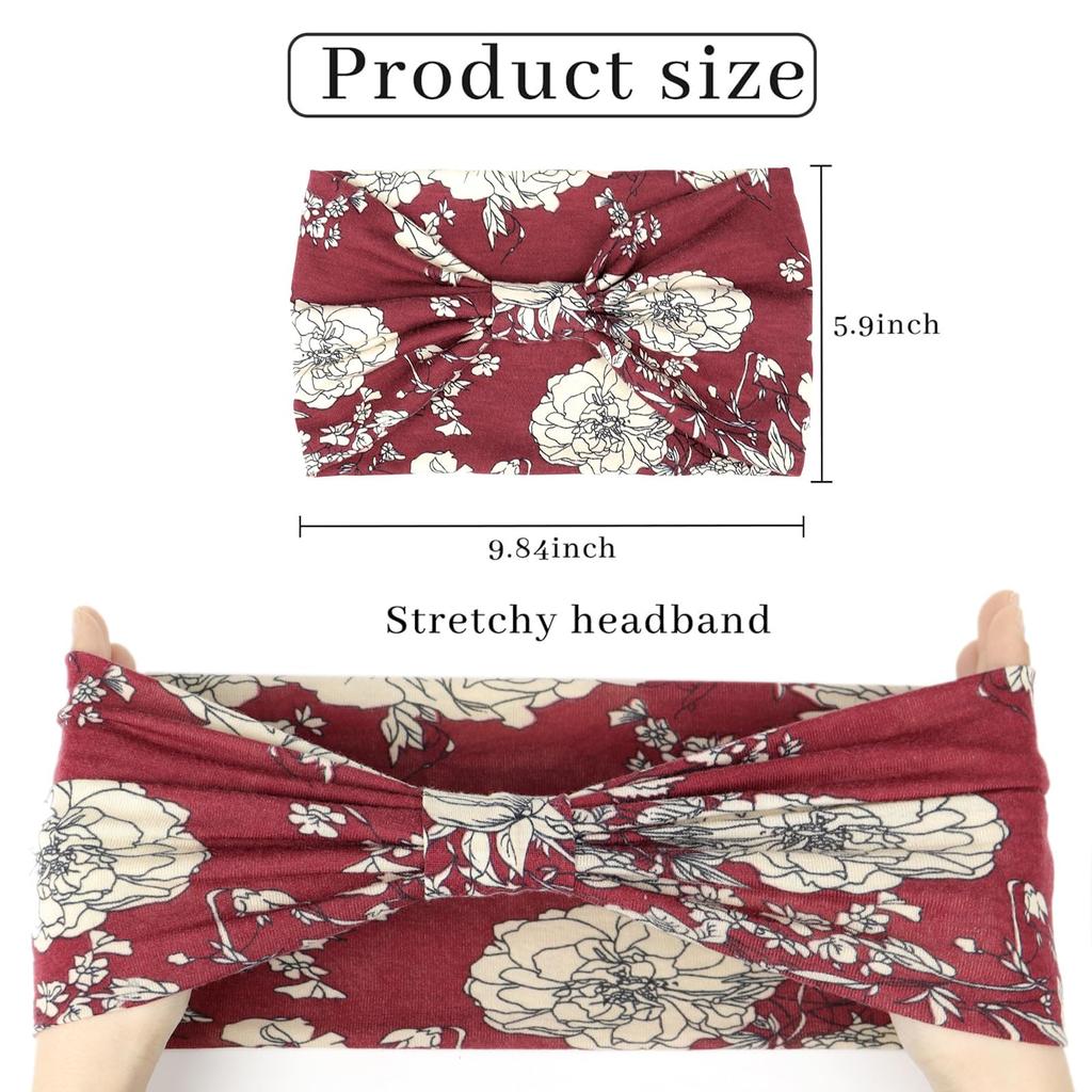Бохо повязки на голову для женщин Хлопковые широкие повязки на голову Эластичная повязка для волос Нескользящая для тренировок Йоги Бега Тюрбан Головной убор Аксессуары для волос