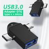 FONKEN Адаптер Otg Type C 2 в 1 Otg Micro USB-конвертер USB C 3,0, флэш-диск, разъем для мыши для смартфона, Android, USB-разъем