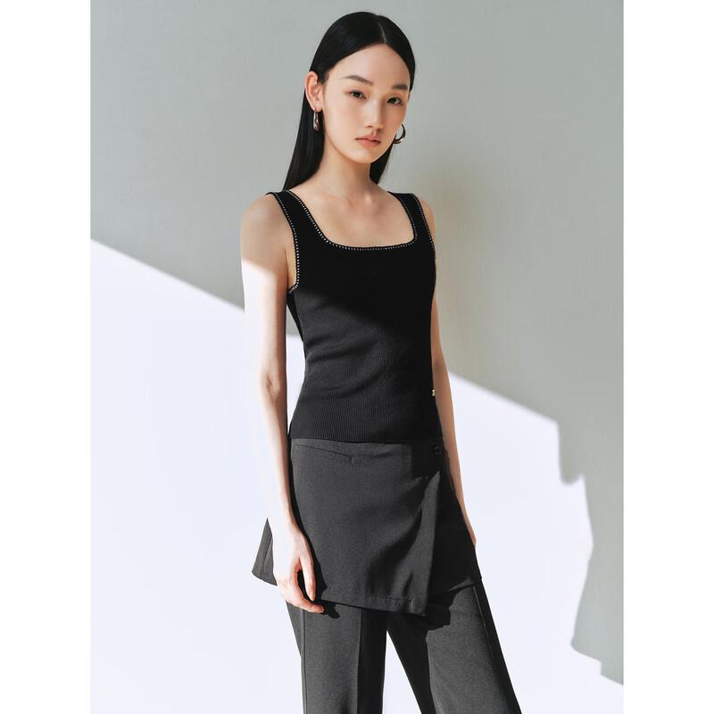 Женский контрастный трикотажный жилет с квадратным вырезом PEACEBIRD