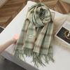 Korean Style Plaid Double-Sided Warm Thick Scarf for Couples and Students, Versatile Autumn/Winter Neck Warmer Shawl