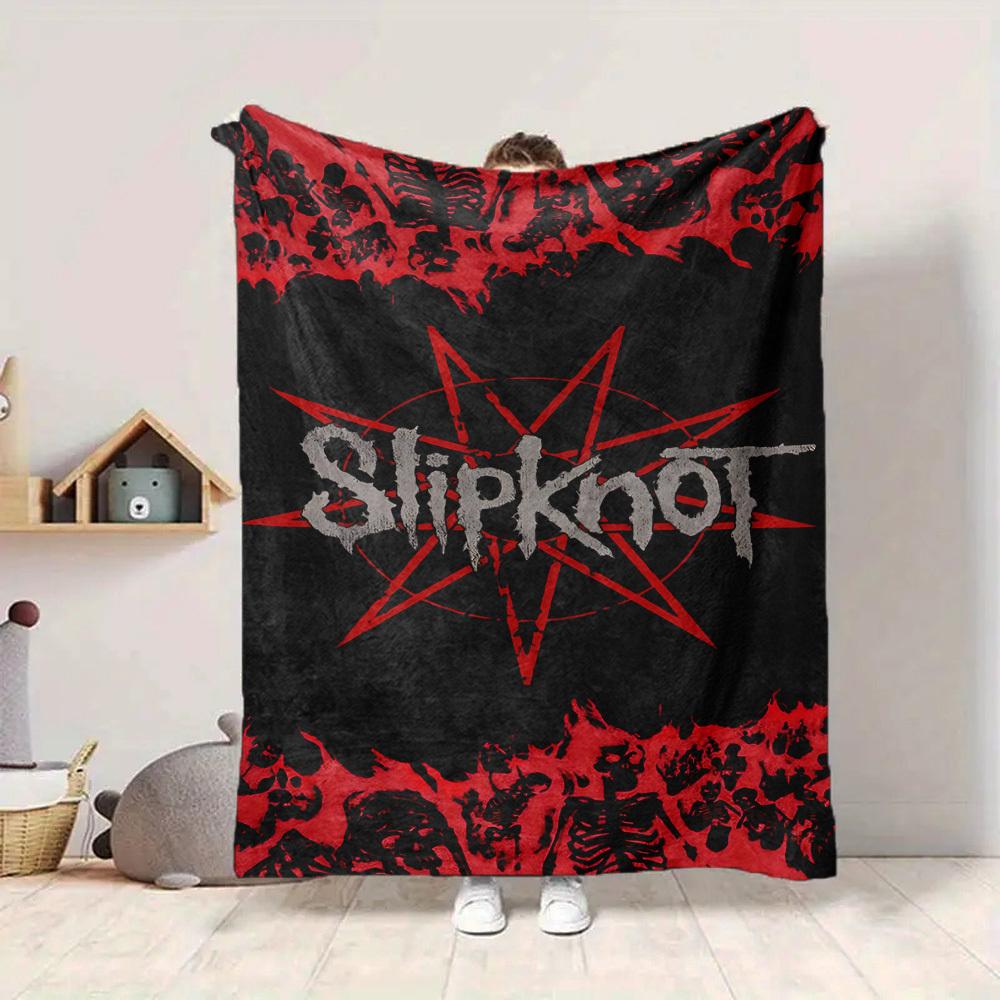 1 шт. Плед с цифровой печатью, мягкий и удобный, с символикой группы Slipknot. Всесезонный, многоцелевой, вязаное полотно. Для кровати, офиса, дивана, домашнего декора.