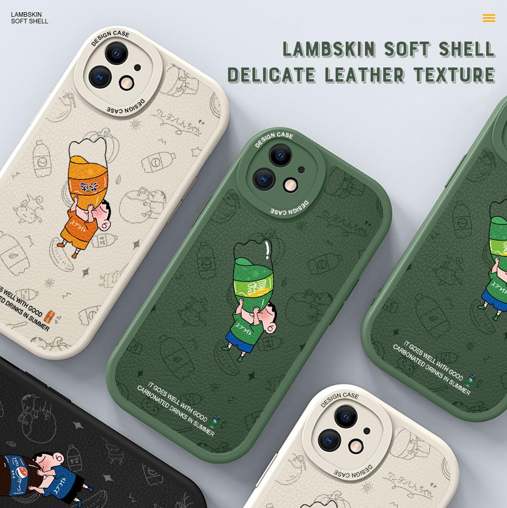 Slim Creative Cartoon Crayon Shin-chan Leather Back Casing PU Leather Cover Phone Case for OPPO Reno Realme OnePlus