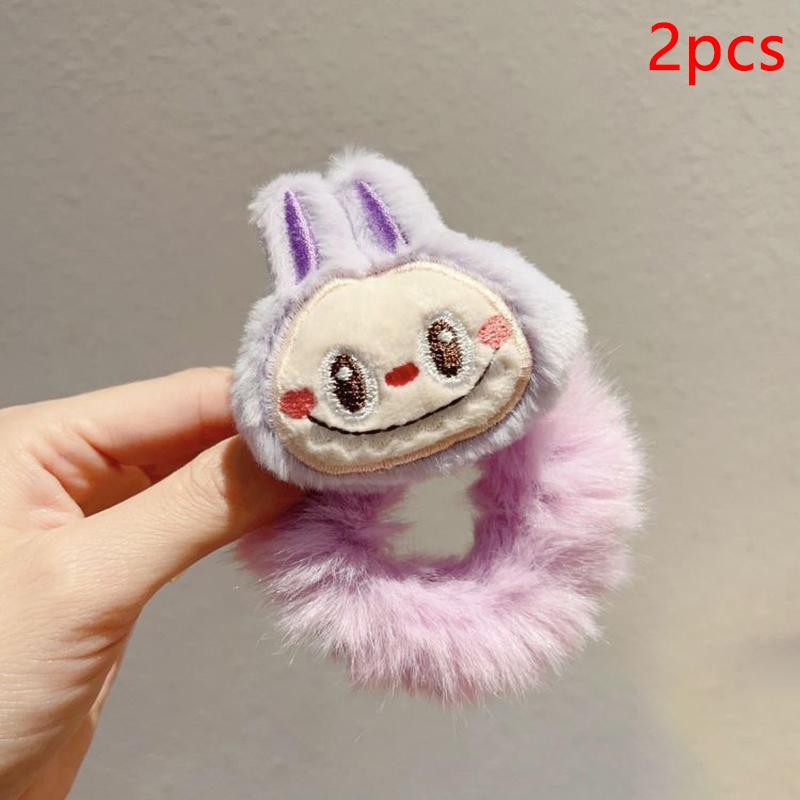2 шт. милые мультяшные плюшевые петли для волос Labubu, не вредят волосам, головные уборы, детские веревки для волос, милые высокоэластичные резинки, подарки