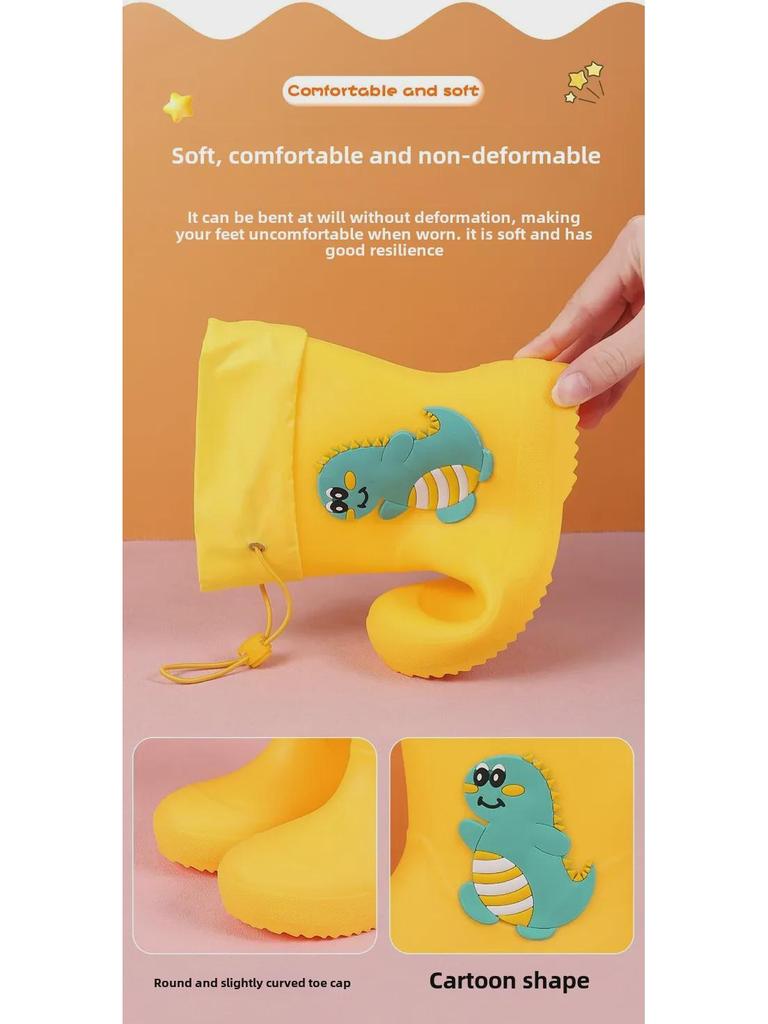 Водонепроницаемые резиновые сапоги с героями мультфильмов для детей - прочная конструкция средней высоты для мальчиков и девочек