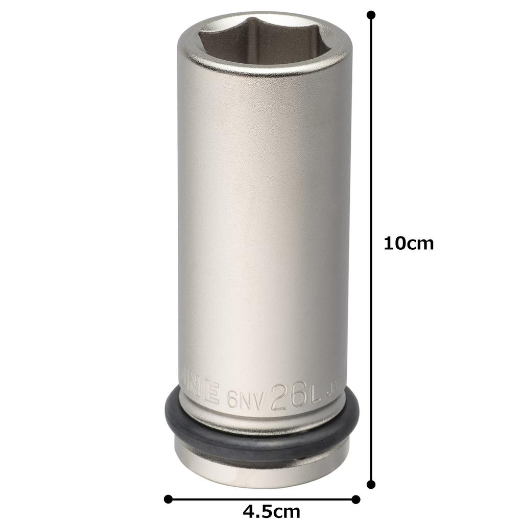 TONE Impact Long Socket 26mm Hex Size HP6NV-26L, 19.0mm (3/4") Drive,