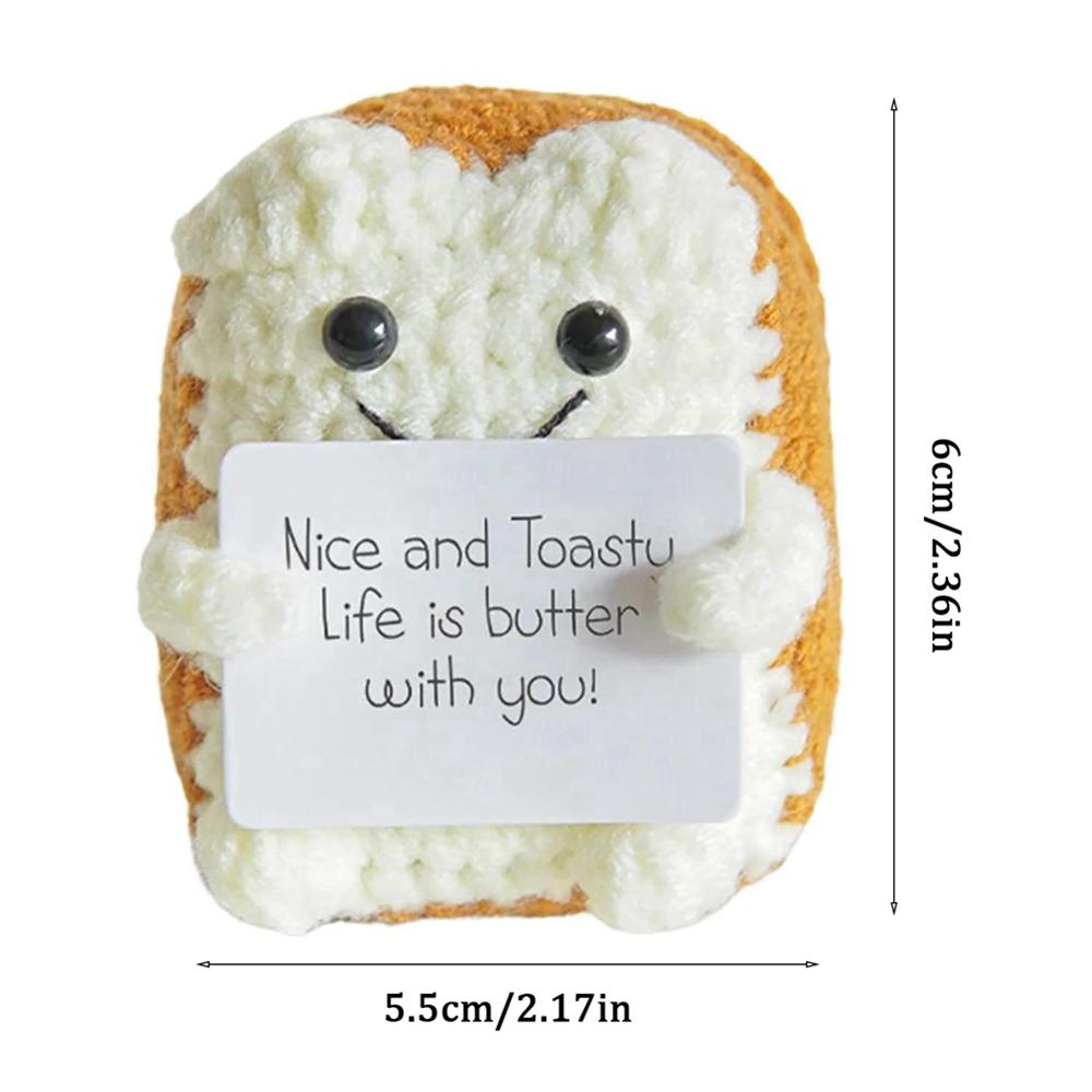 Funny Wool Knitting Doll with Heart-warming Words Card Emotional Support Doll Home Decoration Figurines