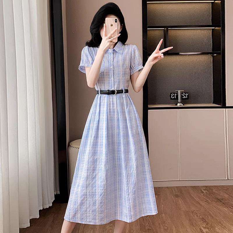 (original practice + belt) French temperament shirt long skirt new women's summer high sense this year