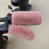 2pcs Gloves+2pcs Handbrake Sleeves Universal Motorcycle Handlebars Electric Scooter Warm Rabbit Like Plush Handlebar Gloves