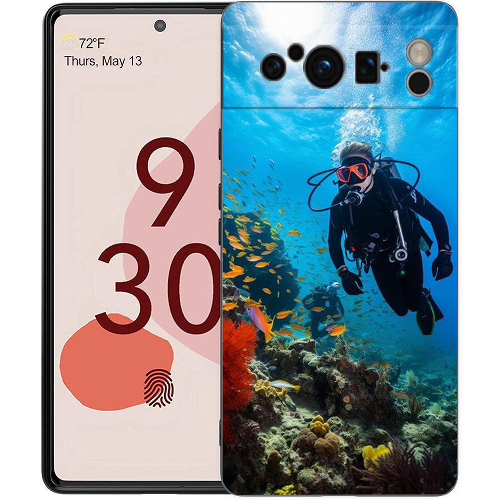 Водонепроницаемый чехол для телефона для Google Pixel 9 8 9A 8A 7 7A 6 Pro XL 6A 5G Черный Мягкая задняя панель Роскошная крышка из ТПУ