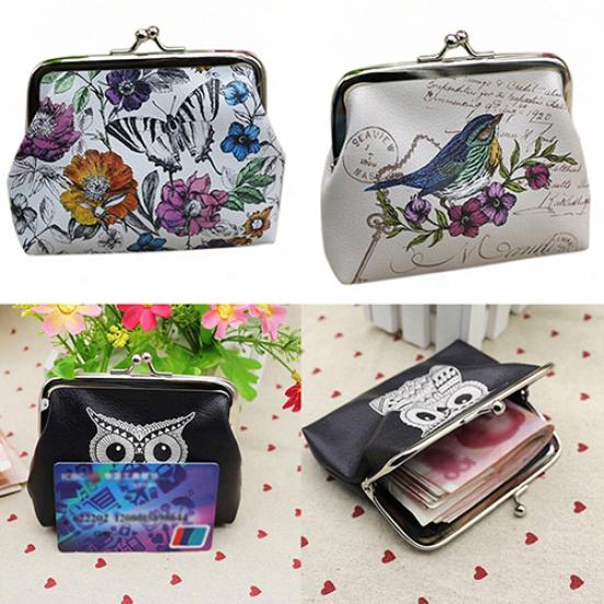 Женский мини-кошелек с птицами и цветами, чехол для монет, клатч, кошелек