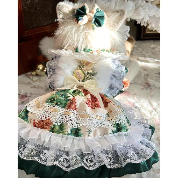 Warm Christmas Winter Pet Dress Fleece Clothes for Small Medium Dogs Cats Schnauzer Puppy Xmas Holiday Party Photo Outfit