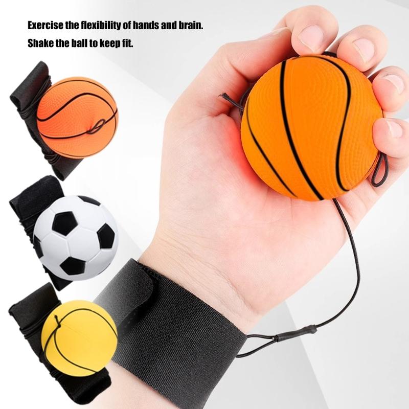 6 шт. Прыгающий мяч Тренажер для силы запястья Напульсники Возвратный футбольный мяч Бейсбол Спортивные шары для запястья для детей и взрослых