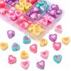 Acrylic Beads Colorful Plated Two-color Heart Beads for DIY Necklace Bracelet Earring Jewelry Making