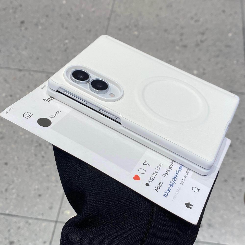 Для Magsafe Z Fold8 Широкий Чехол из Полиуретановой Кожи Конфетного Цвета для Беспроводной Зарядки для Samsung Galaxy Z Fold 8 Защитная Пленка для Экрана Магнитная Крышка