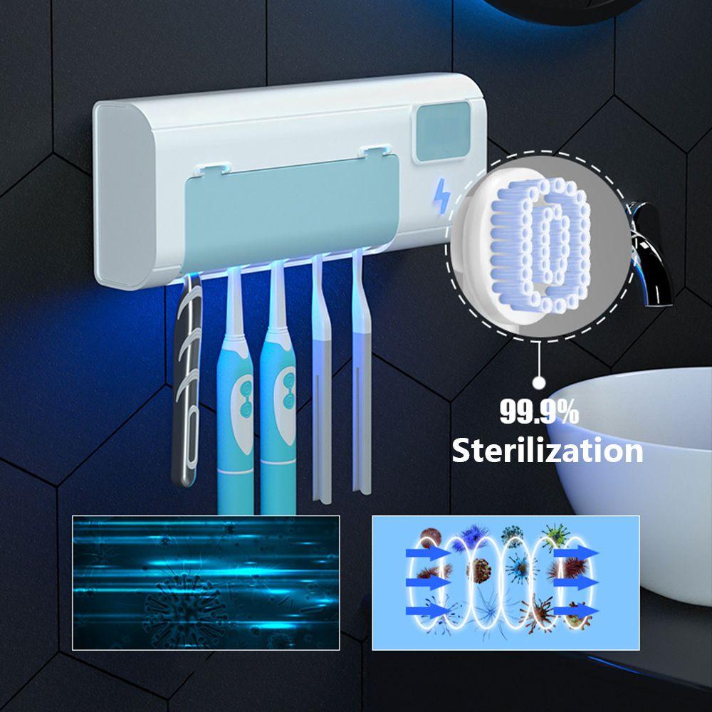 Wall Mounted Smart UV Light Toothpaste Dispenser Toothbrush Sterilizer Toothpaste Squeezer Holder