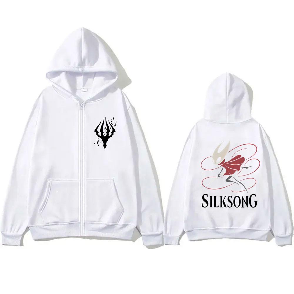 Game Hollow Knight Graphic Zipper Hoodie Men's Women's Casual Oversized Zip Up Hoodies Unisex Fashion Vintage Fleece Jacket Coat