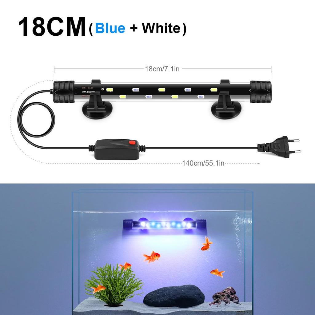 Aquarium LED Bar Light Waterproof Fish Tank Light 18/22/38/48 CM Underwater Aquario Lamp Aquariums Decor Lighting 220V EU Power