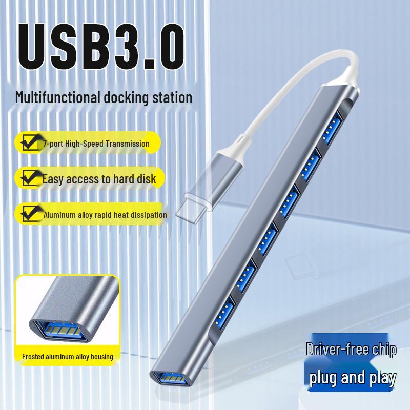 USB-концентратор 7-в-1, док-станция USB 3.0, многопортовый расширитель для компьютера и ноутбука с TYPE-C
