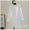 2025 Korean Fashion White Women's Shirt New Spring Long Sleeve Blouses Simple Shirts Buttons Office Lady Tops  12616