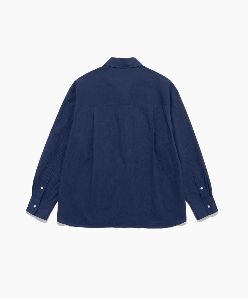 TTUDEMENT Seersucker Work Shirt Navy