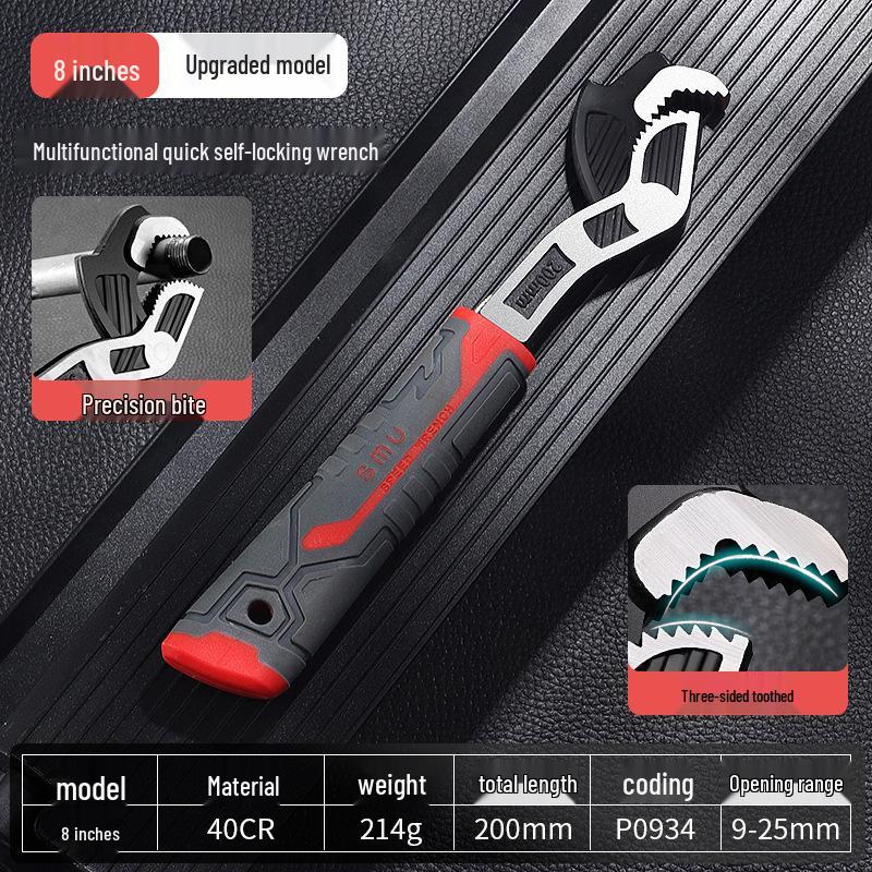 10-дюймовый регулируемый гаечный ключ из хромованадиевой стали с быстрым самозажимным механизмом - Многофункциональный, промышленного класса, высокой твердости.