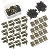90-Piece Set of 24*18mm Flat Hinges, Mini Hinges for Wooden Boxes, Includes 60 Hinges and 30 27 X 32mm Antique Right Latch Hooks, Hasp Loc