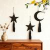 Черная Звезда и Луна Кисточка Деревянная Подвеска Ручной Работы для Украшения Стен Дома Спальни Праздничное Оформление