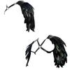 Feather Cloak Gothic Shoulder Armor Black PU Leather Feather Shoulder Armor  Halloween Cosplay