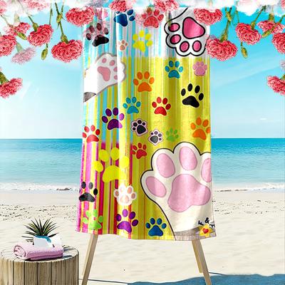 Colorful Paw Print Pattern Towel Beach Towel Quick-drying for Travel Outdoor Sports Jogging Beach and Swimming