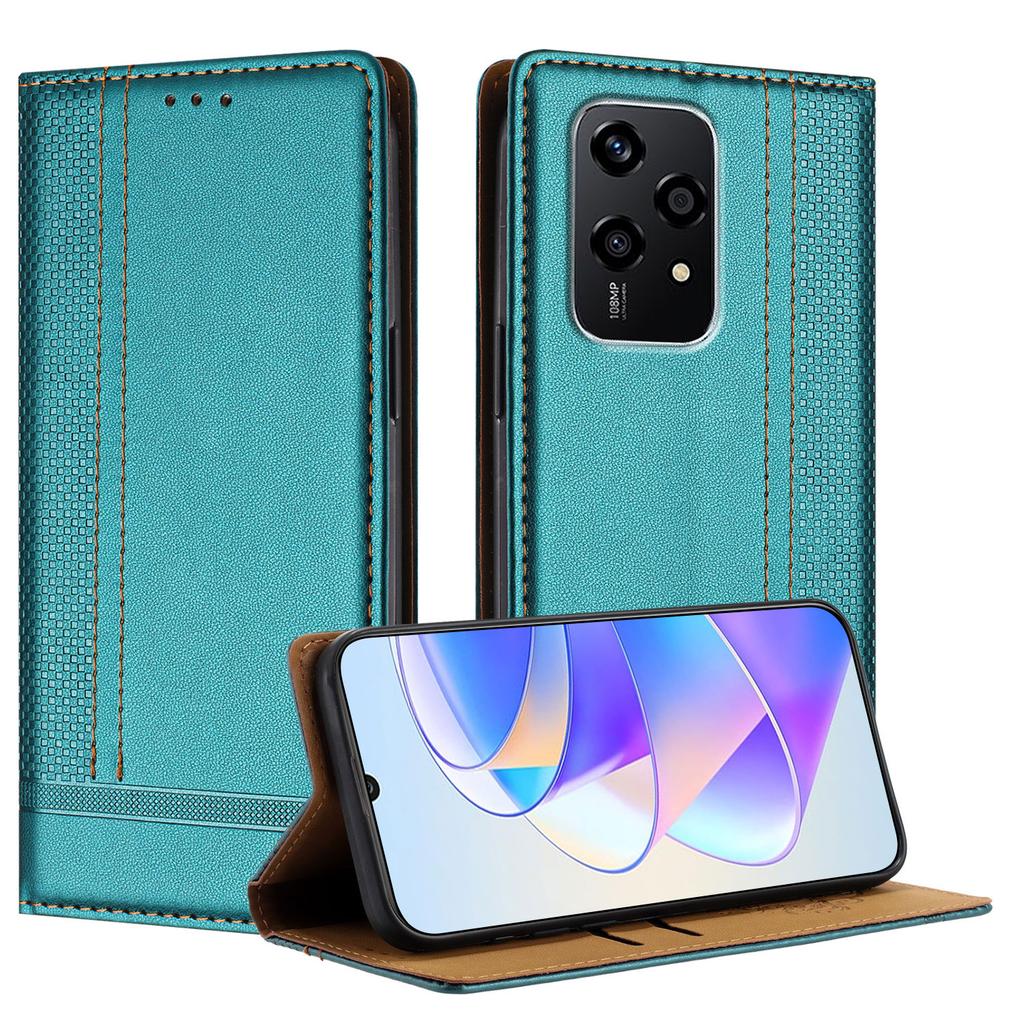 Чехол для Honor 200 Lite, кожаный чехол-подставка с L-образным сетчатым узором и слотами для карт